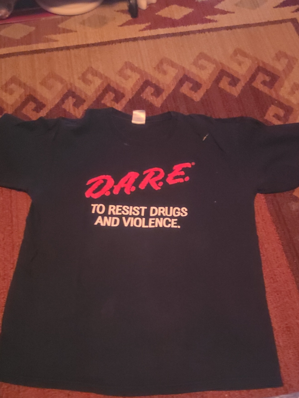 Gildan Navy Short Sleeve D.A.R.E. Tee with Red and White Print